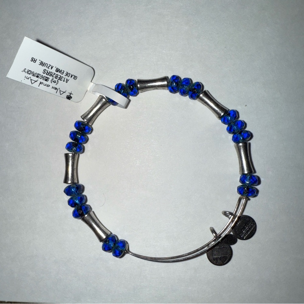 Alex and Ani Silver Bracelet with Blue Beads